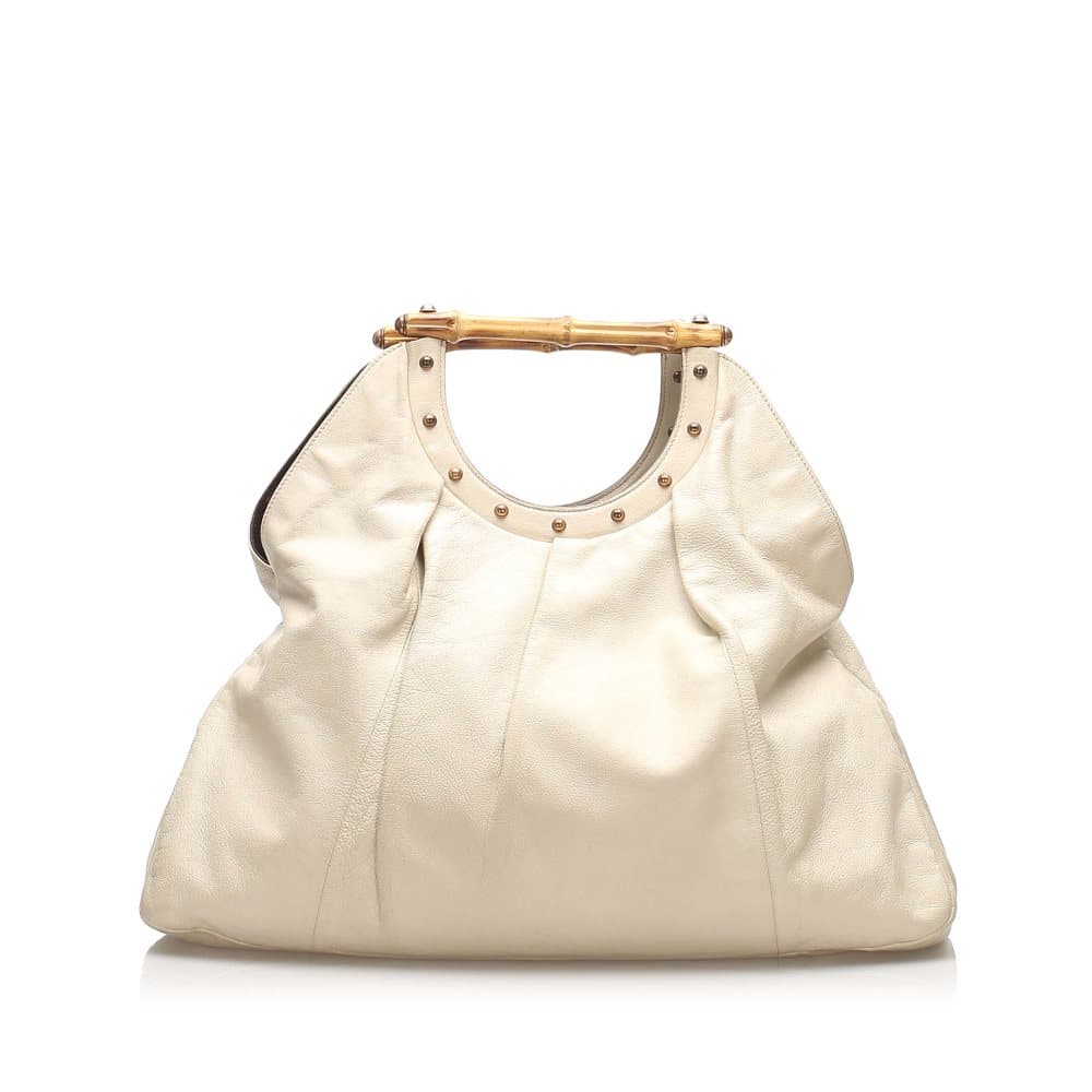 Gucci Bamboo Leather Handbag White