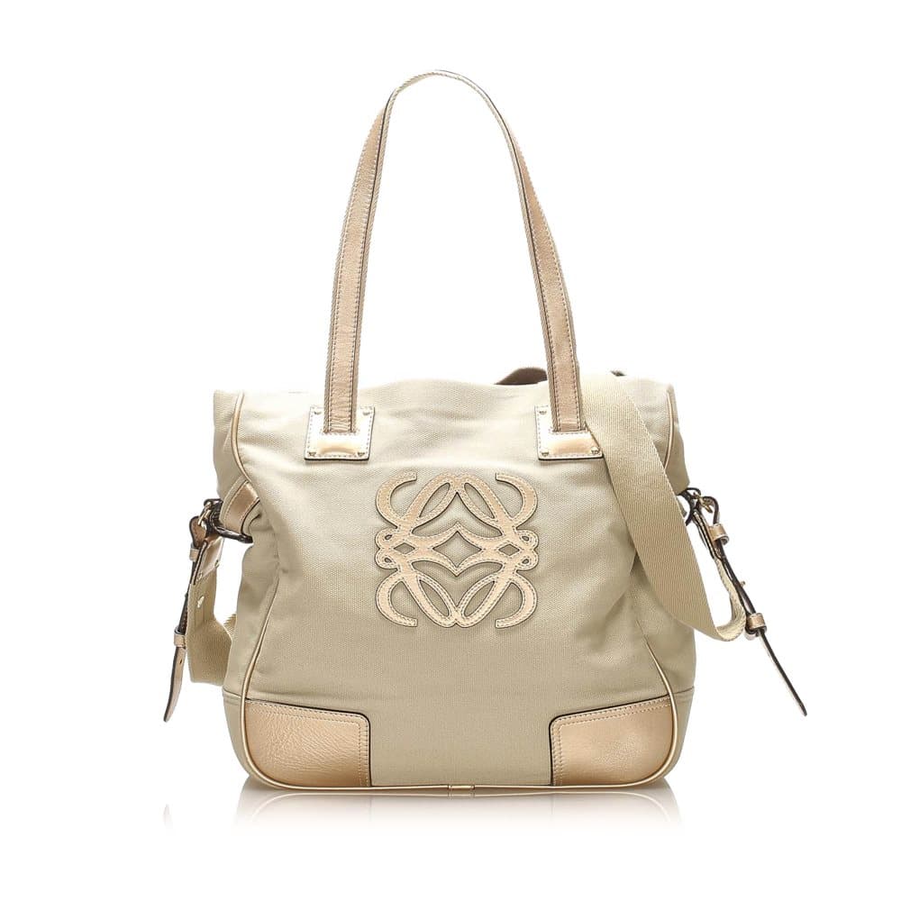 Loewe Anagram Nylon Satchel Brown