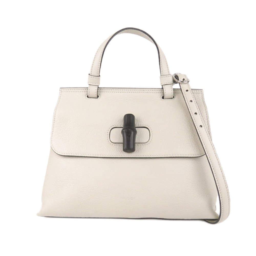 Gucci Bamboo Daily Leather Satchel White