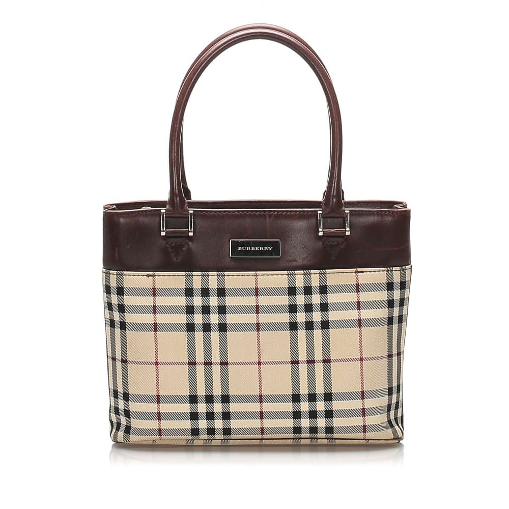 Burberry House Check Canvas Handbag Brown