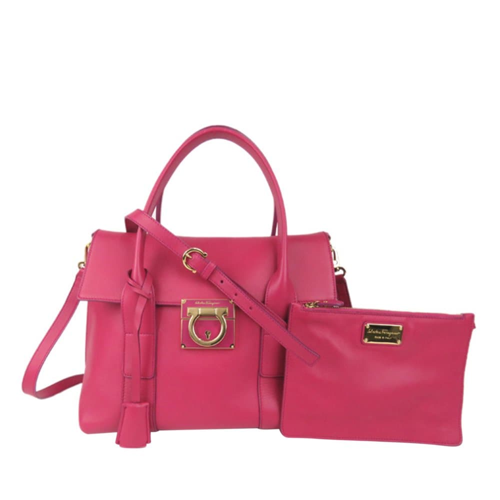 Ferragamo Gancini Sookie Leather Satchel Pink