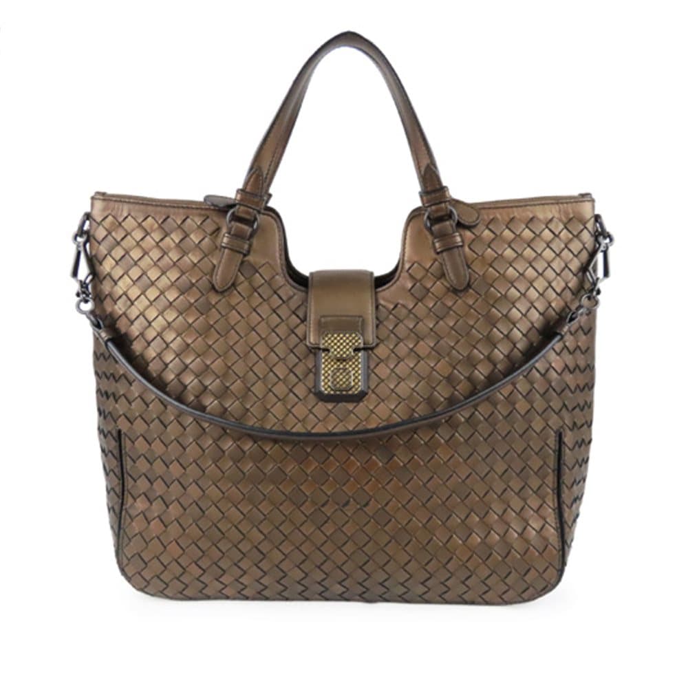 Bottega Veneta Intrecciato Leather Satchel Brown