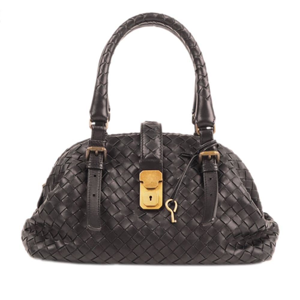 Bottega Veneta Mini Intrecciato Leather Handbag Black