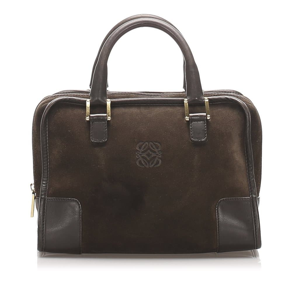 Loewe Amazona 28 Suede Handbag Brown