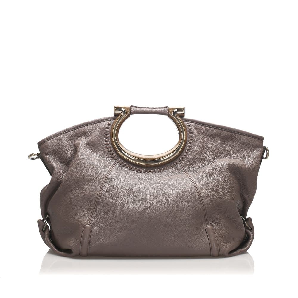 Ferragamo Gancini Leather Satchel Purple