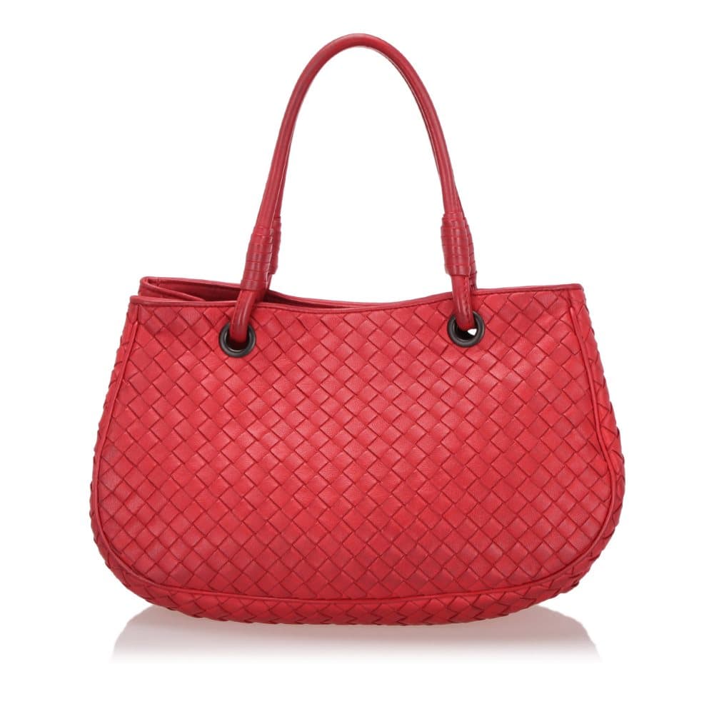 Bottega Veneta Intrecciato Leather Handbag Red