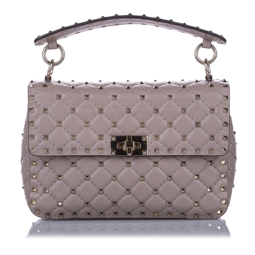 Valentino Medium Rockstud Spike Leather Satchel Pink