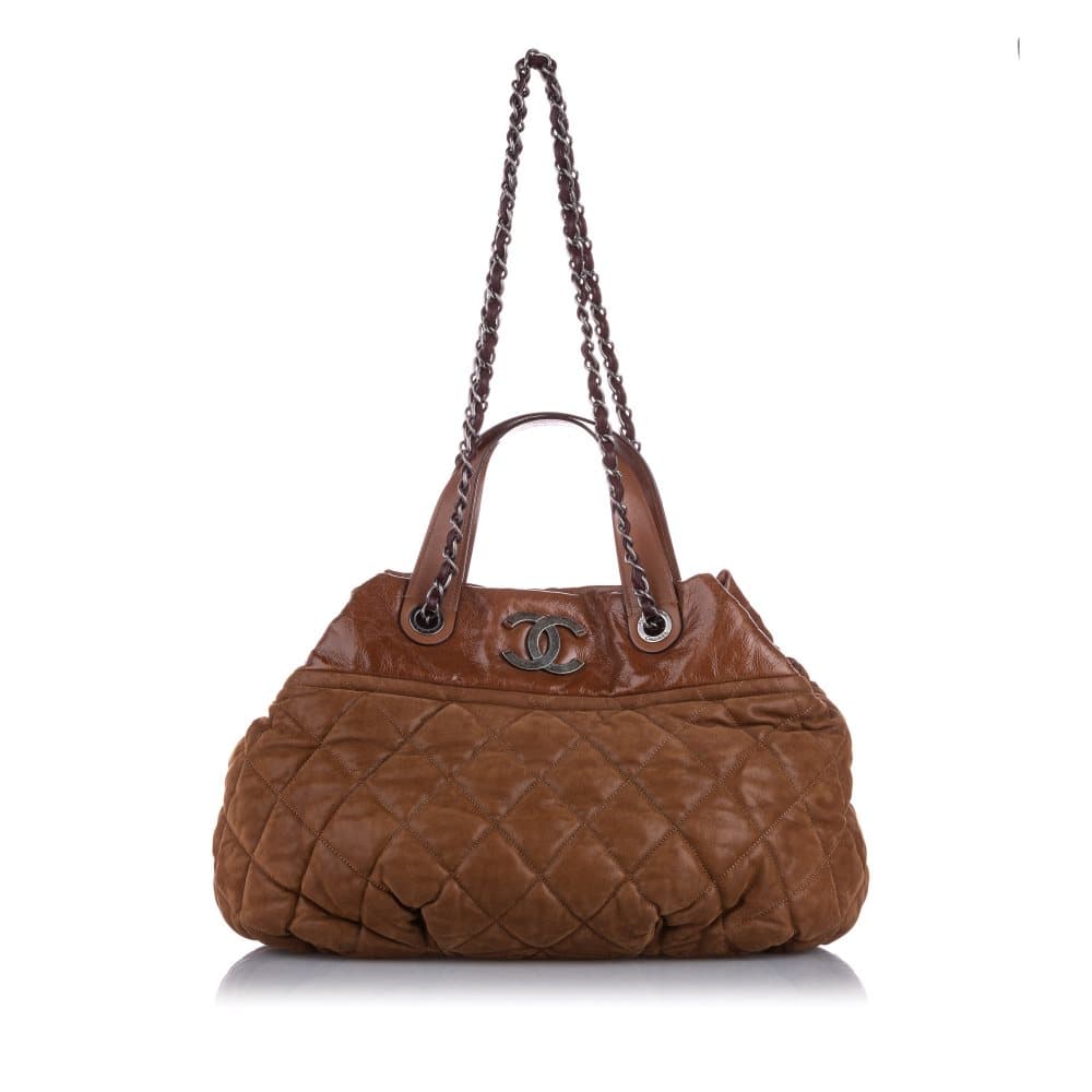 Chanel Classic In the Mix Lambskin Leather Satchel Brown