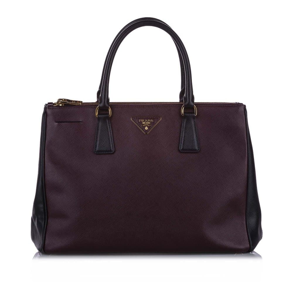Prada Saffiano Double Zip Galleria Satchel Red