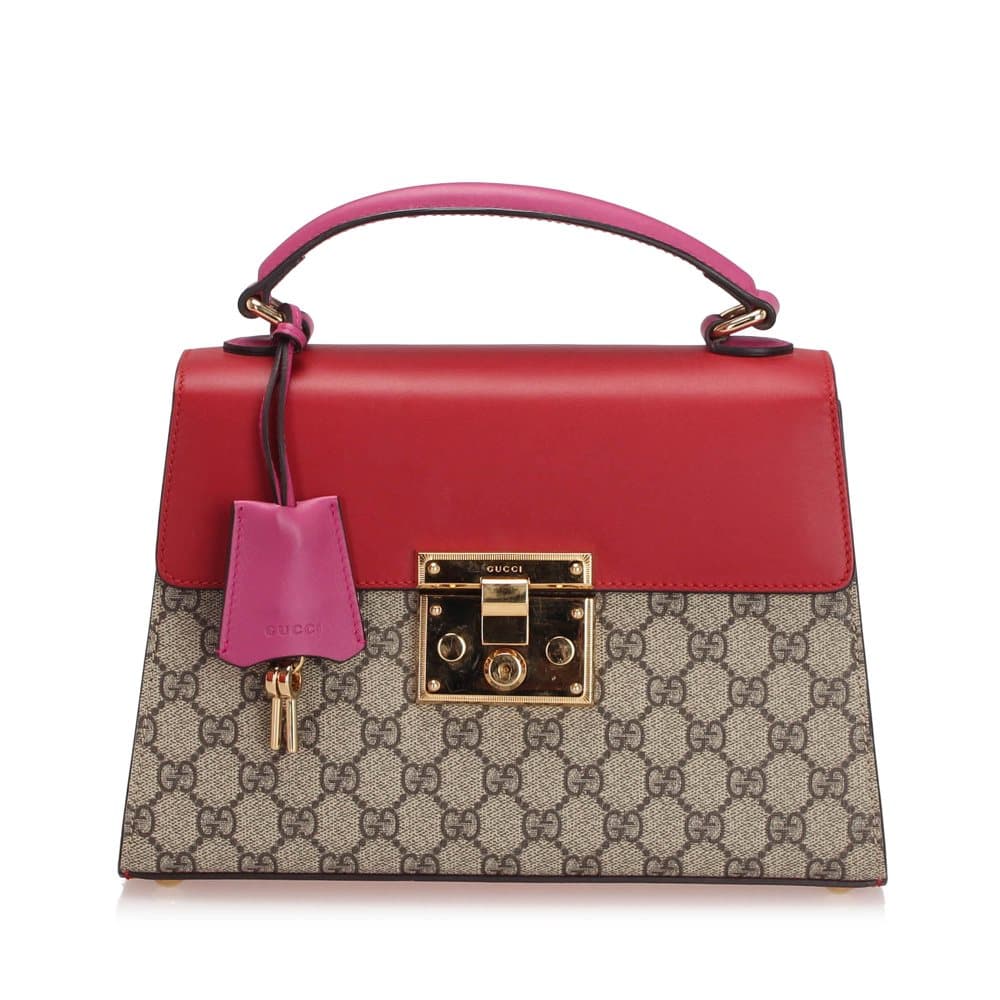 Gucci Small GG Supreme Padlock Satchel Brown