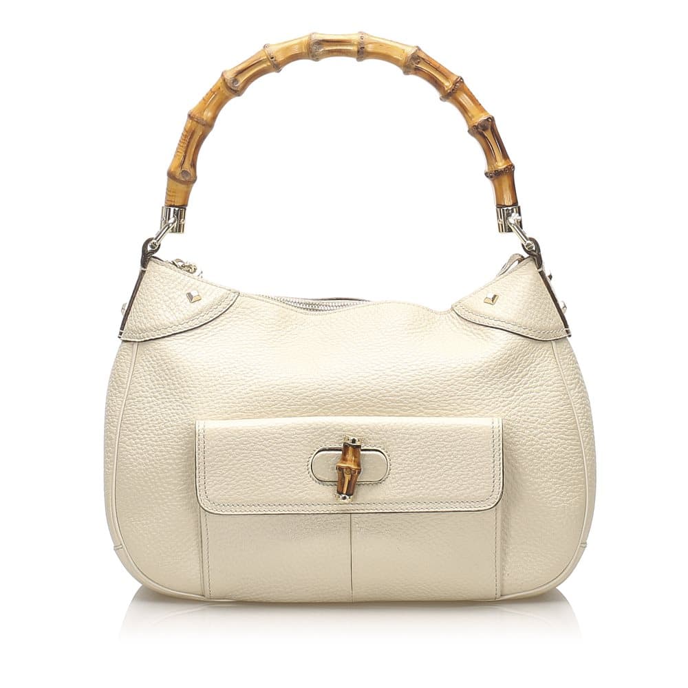 Gucci Bamboo Leather Handbag White