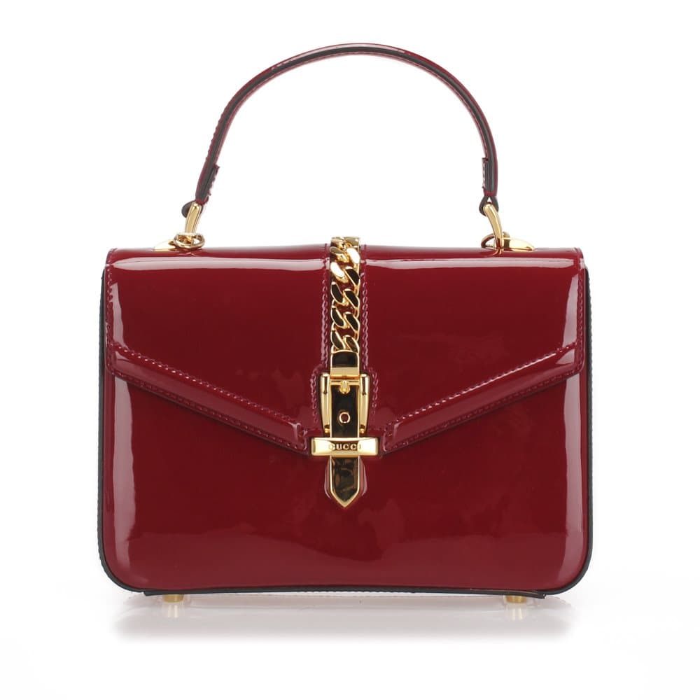 Gucci Sylvie 1969 Patent Leather Satchel Red