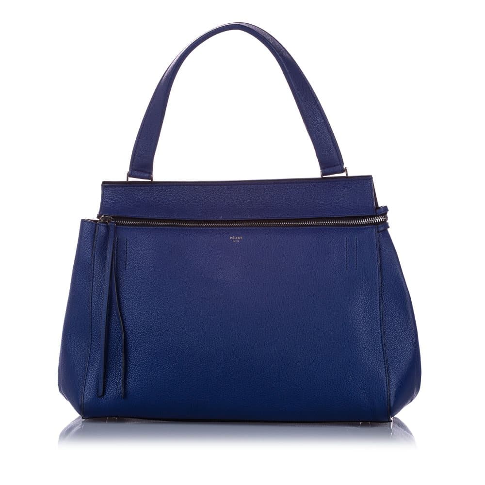 Celine Medium Edge Leather Handbag Blue