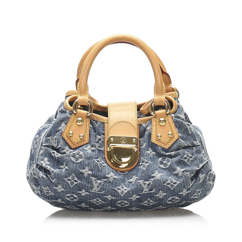Louis Vuitton Monogram Denim Pleaty Handbag Blue