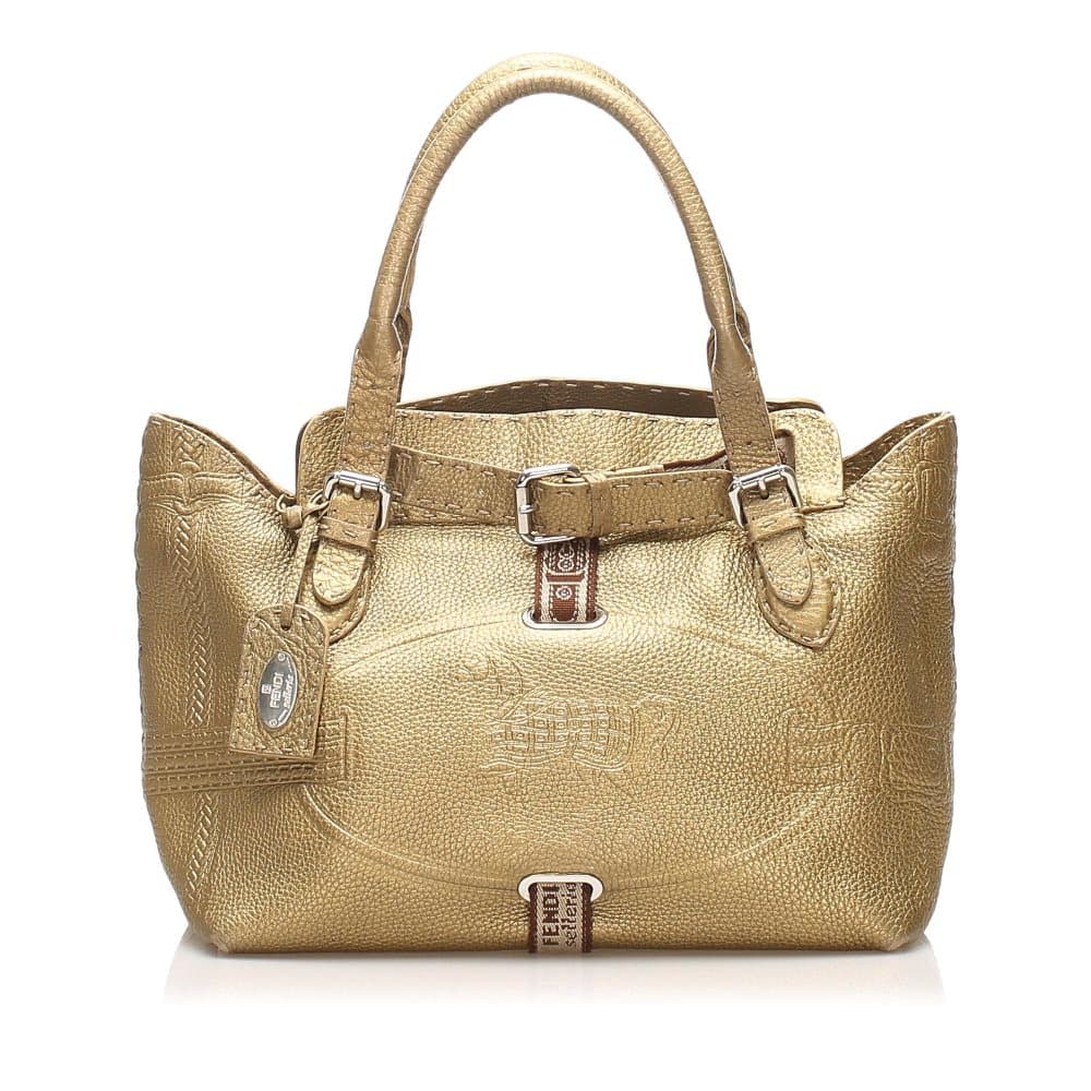Fendi Selleria Leather Handbag Brown