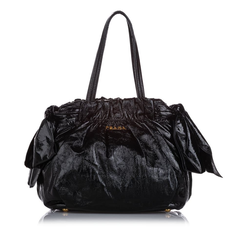 Prada Bow Leather Satchel Black