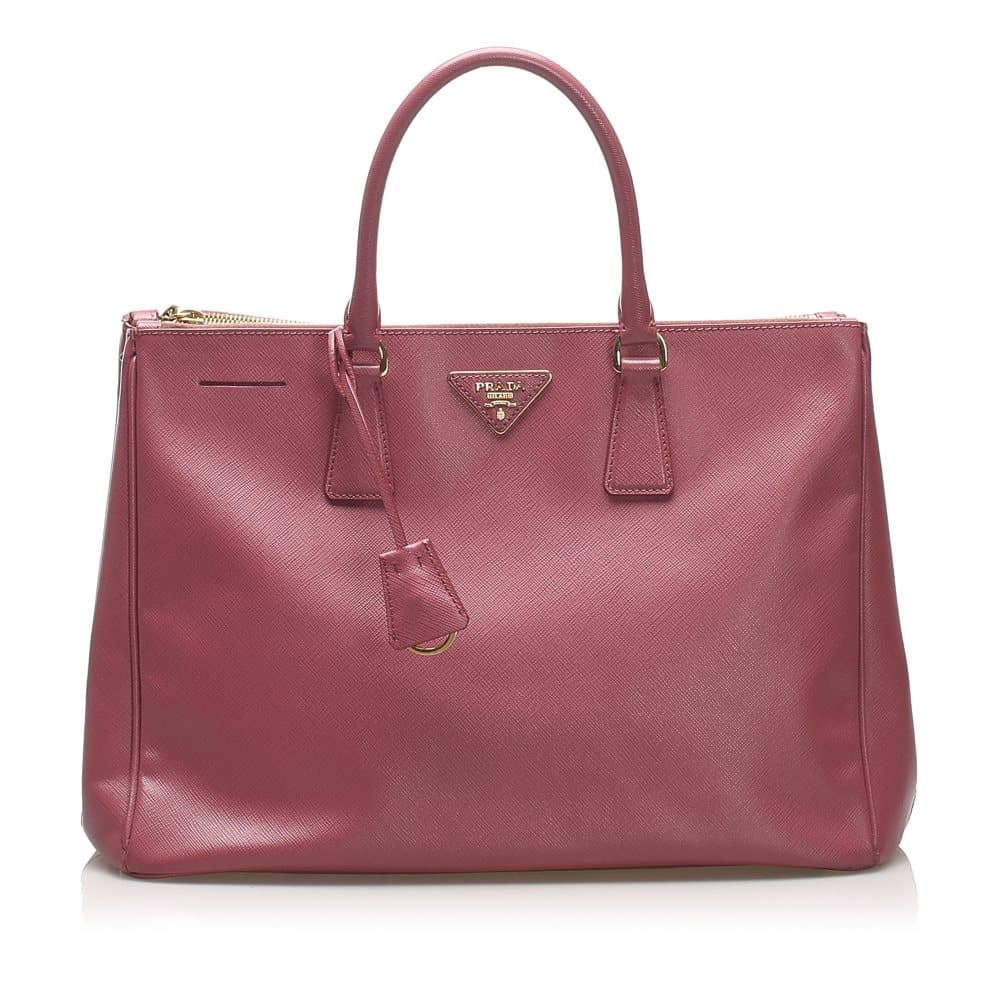 Prada Saffiano Lux Double Zip Satchel Red