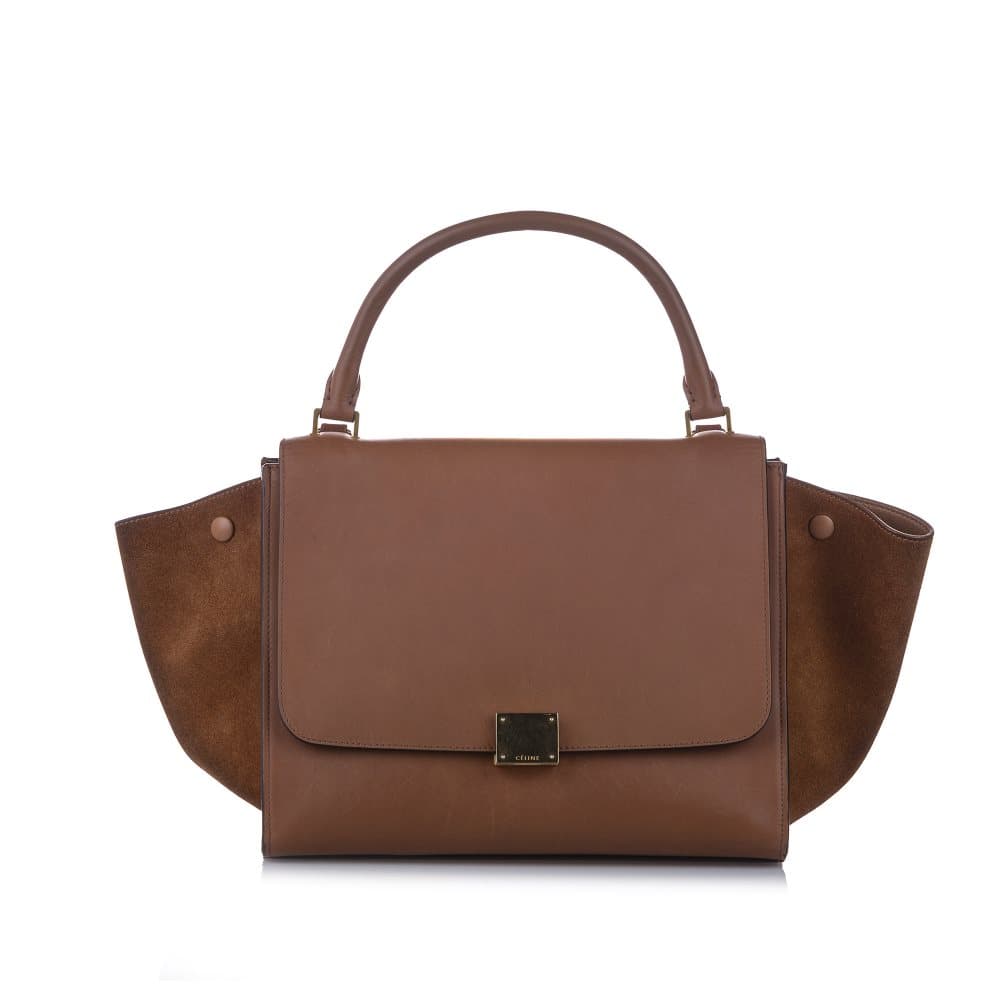 Celine Medium Trapeze Leather Satchel Brown