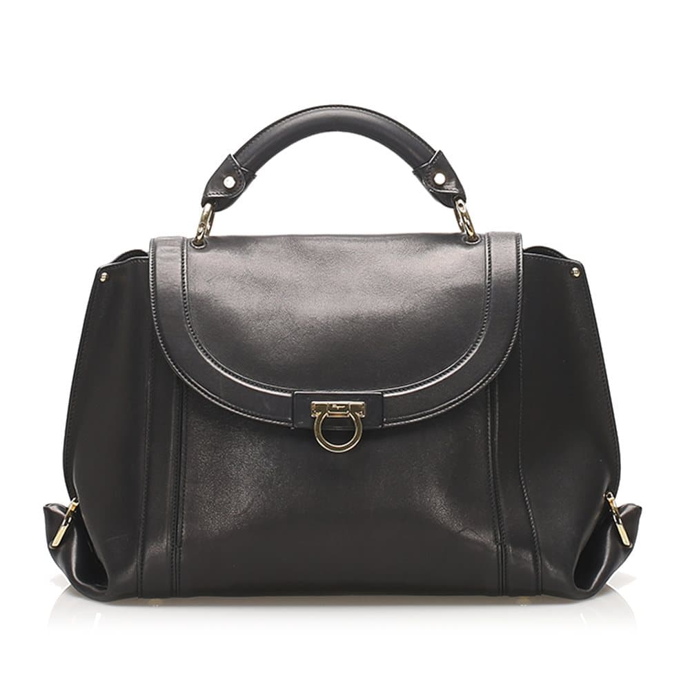 Ferragamo Gancini Leather Satchel Blue