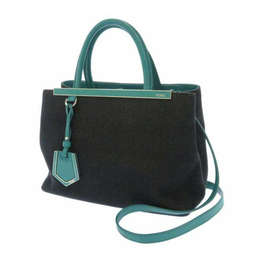 Fendi Petite 2Jours Denim Satchel Black