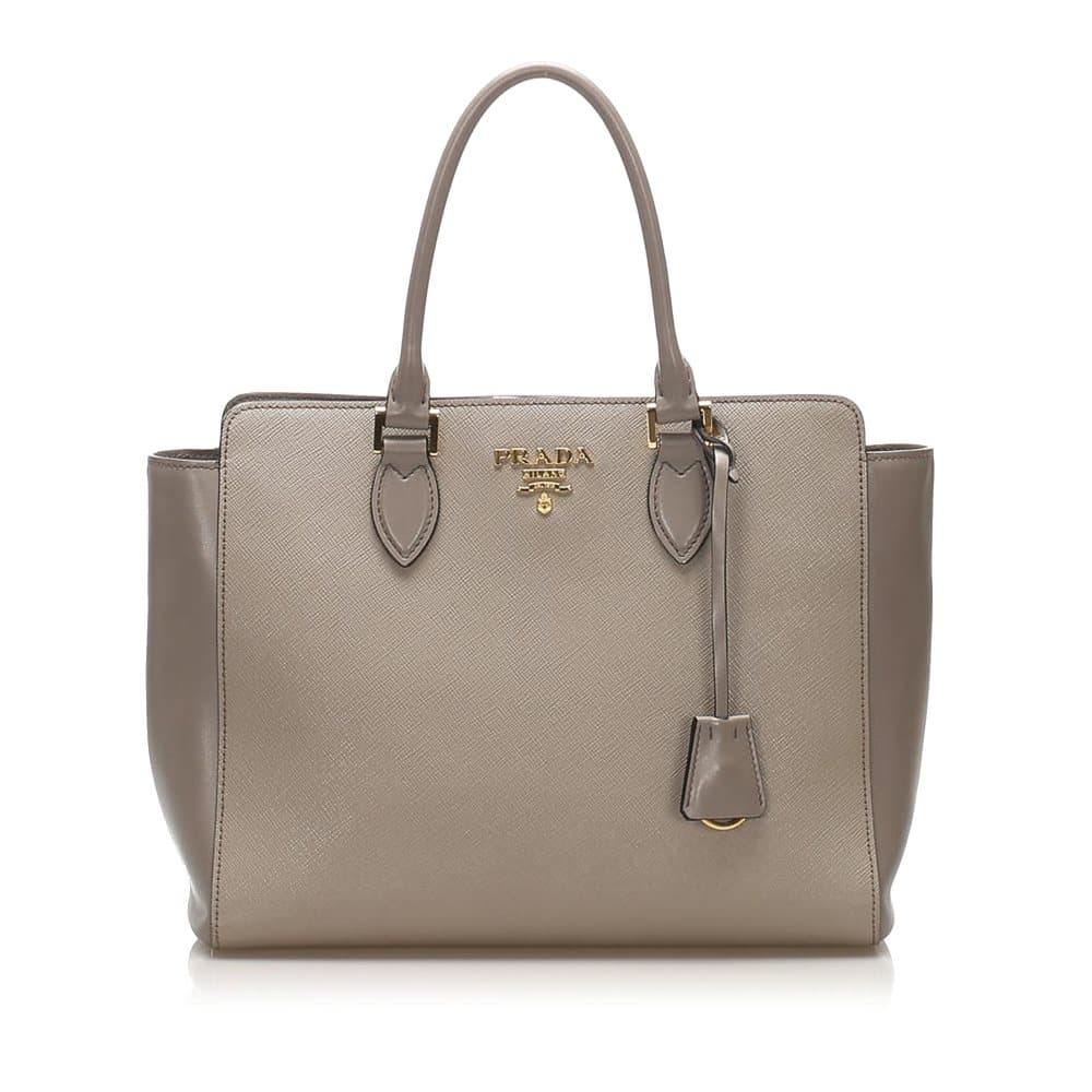 Prada Saffiano Satchel Gray