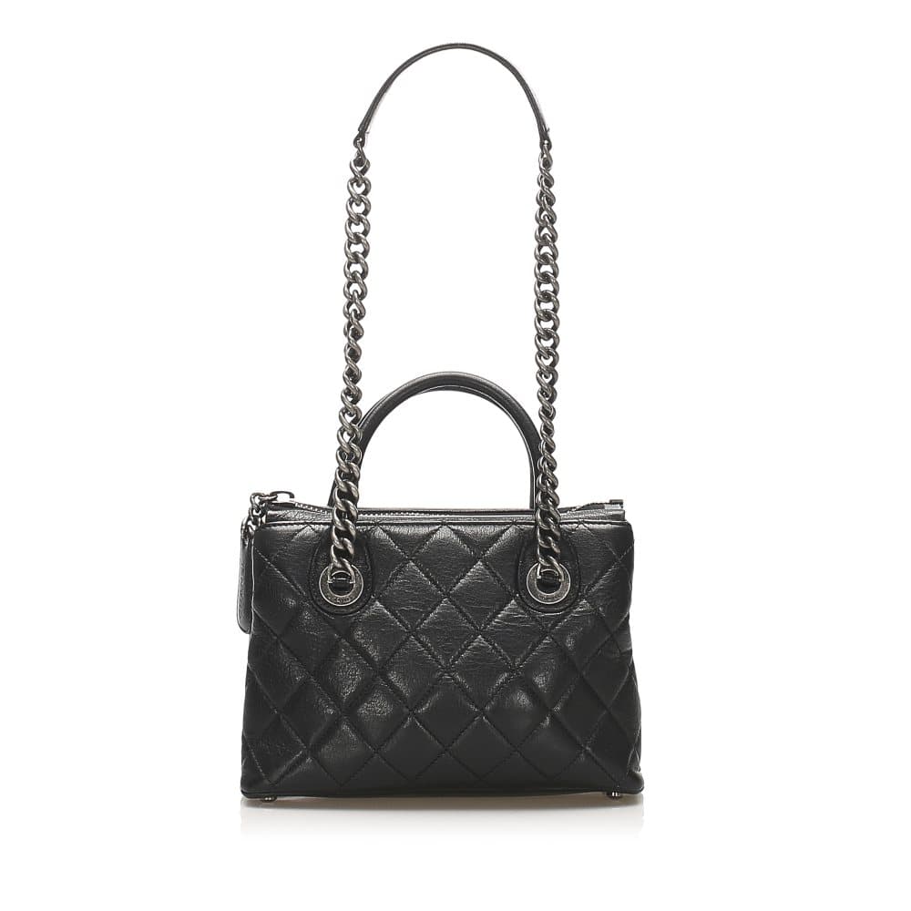 Chanel Matelasse Lambskin Leather Satchel Black
