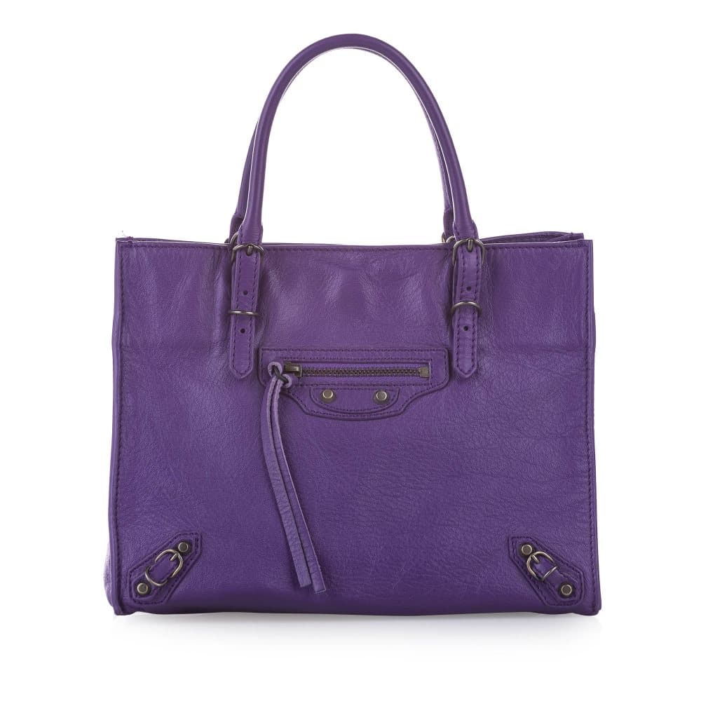 Balenciaga Papier A4 Leather Satchel Purple
