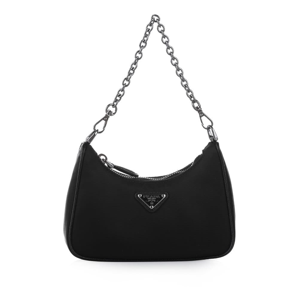 Prada Mini Tessuto Re-Edition Crossbody Bag Black