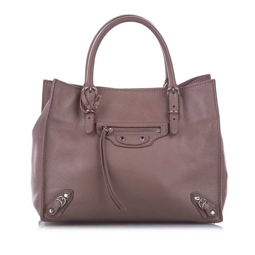 Balenciaga Papier A4 Leather Satchel Brown