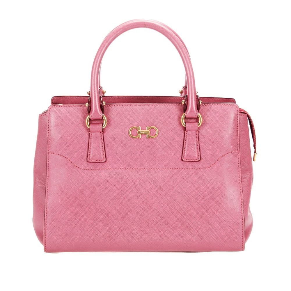 Ferragamo Gancini Beky Leather Handbag Pink