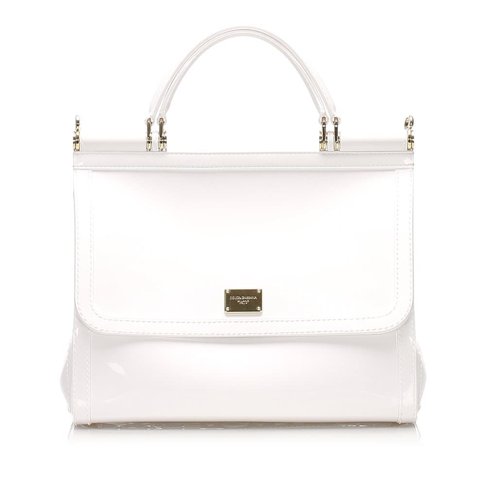 Dolce&Gabbana Miss Sicily Patent Leather Satchel White