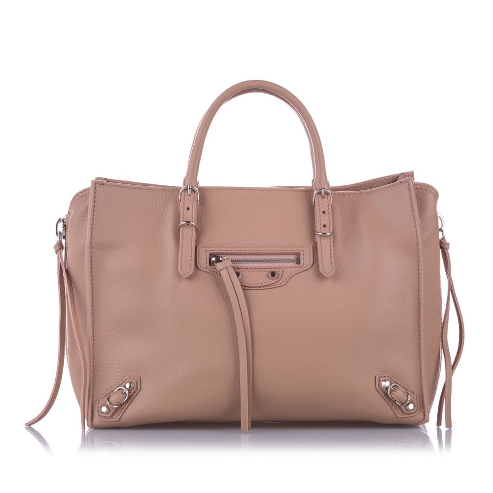Balenciaga Papier A6 Leather Zip-Around Satchel Pink