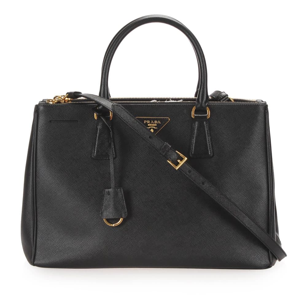 Prada Saffiano Double Zip Galleria Satchel Black