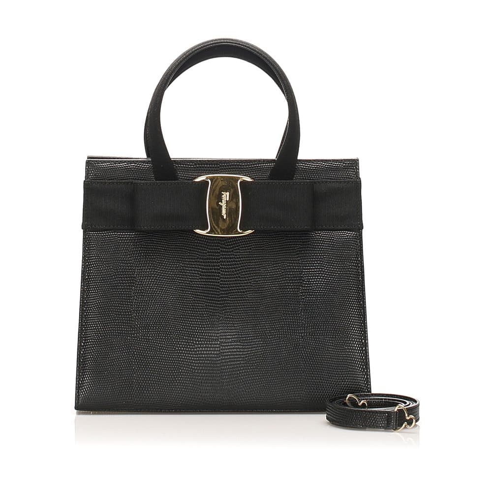 Ferragamo Vara Leather Satchel Black