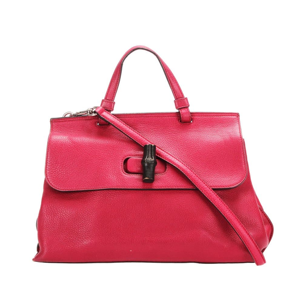 Gucci Bamboo Daily Leather Satchel Pink