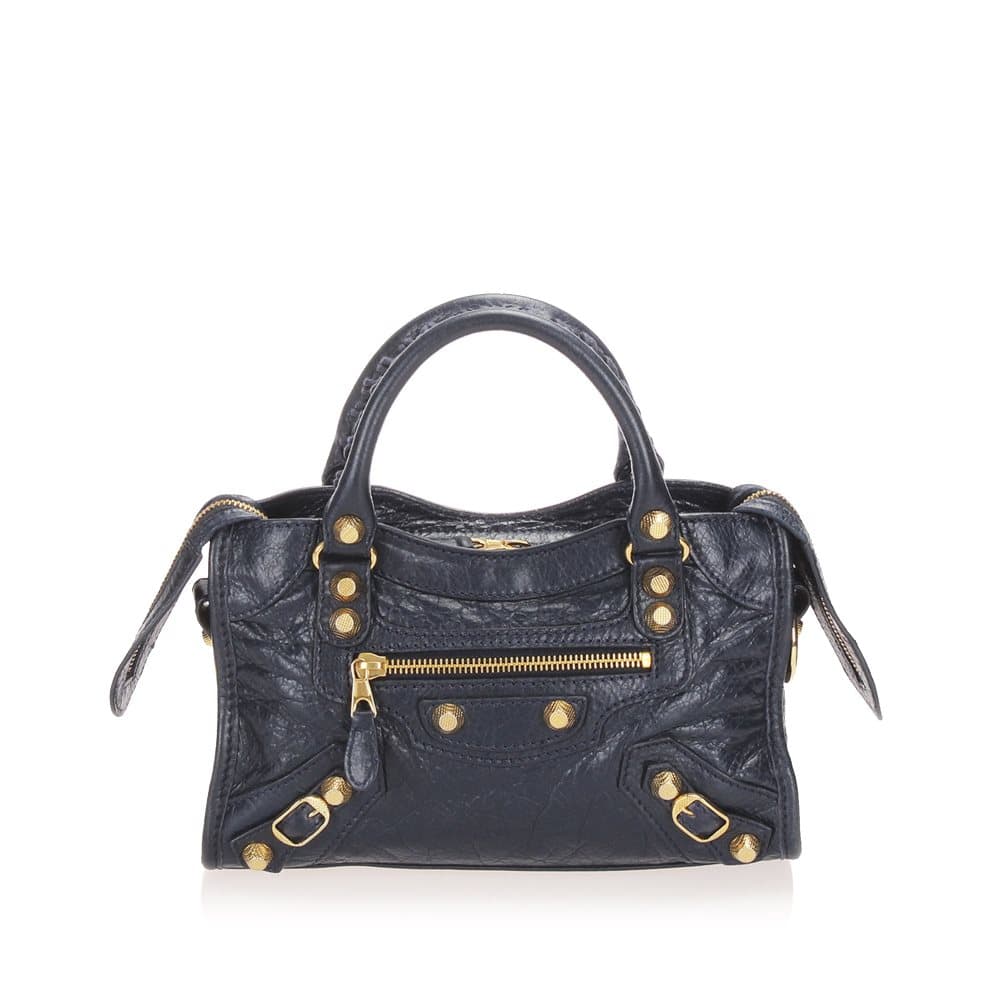 Balenciaga Motocross Classic City Leather Satchel Black