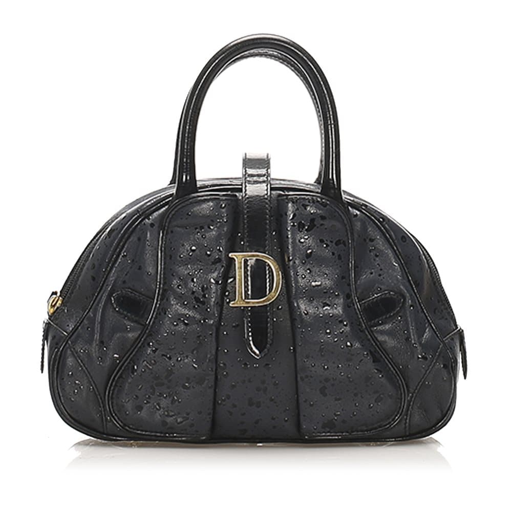 Dior Marbled Saddle Dome Leather Handbag Black