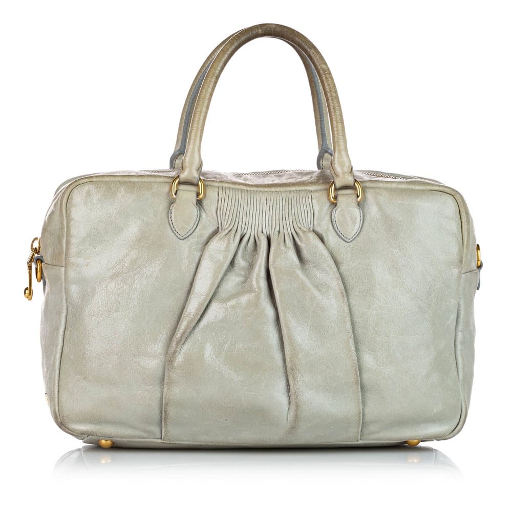 Pre-owned Miu Miu Leather Handbag Gray
