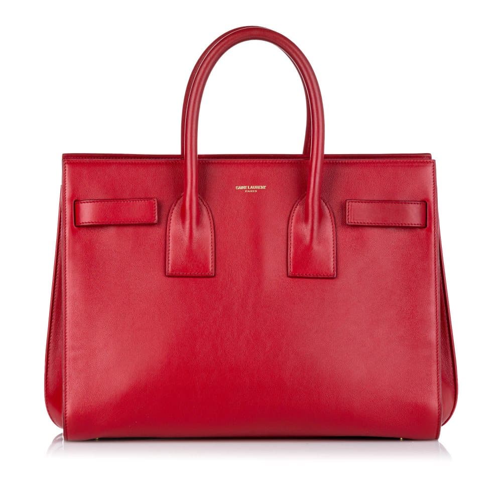 Pre-owned Saint Laurent Sac De Jour Leather Satchel Red