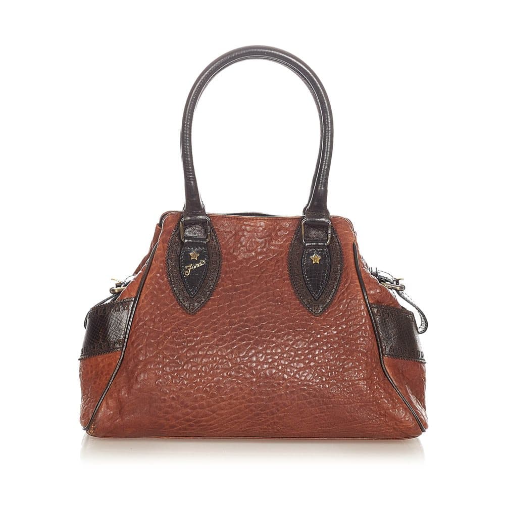 Pre-owned Fendi Etniko Leather Handbag Brown