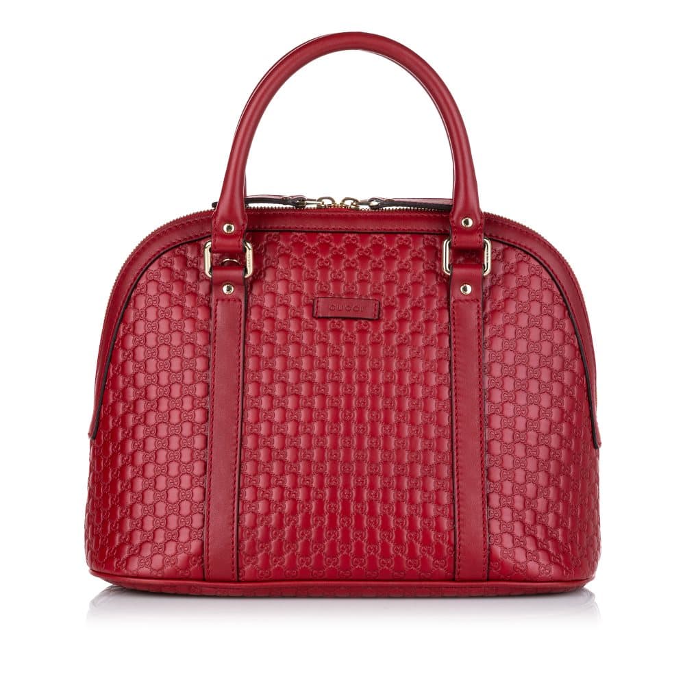 Pre-owned Gucci Microguccissima Dome Leather Satchel Red