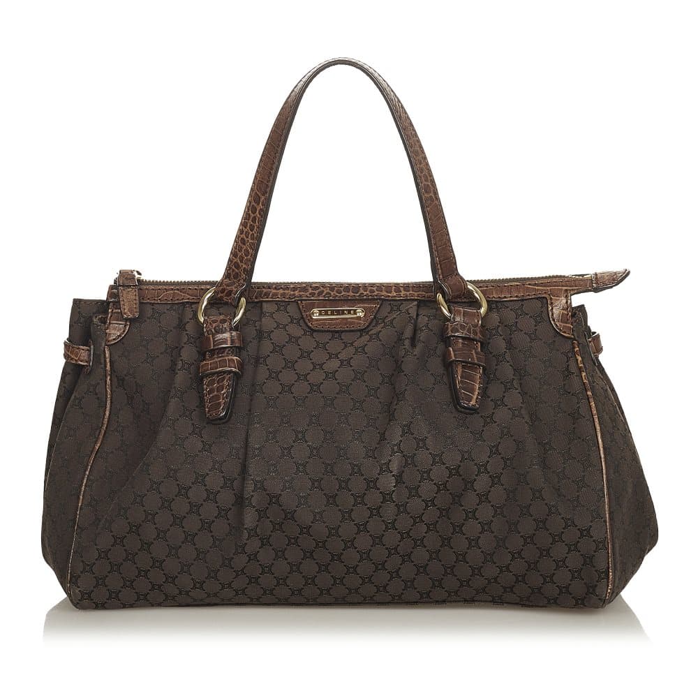 Pre-owned Celine Macadam Canvas Handbag Brown
