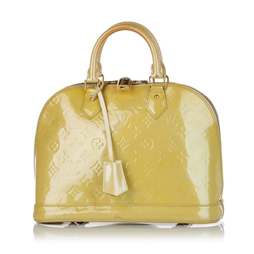 Pre-owned Louis Vuitton Vernis Alma PM Yellow