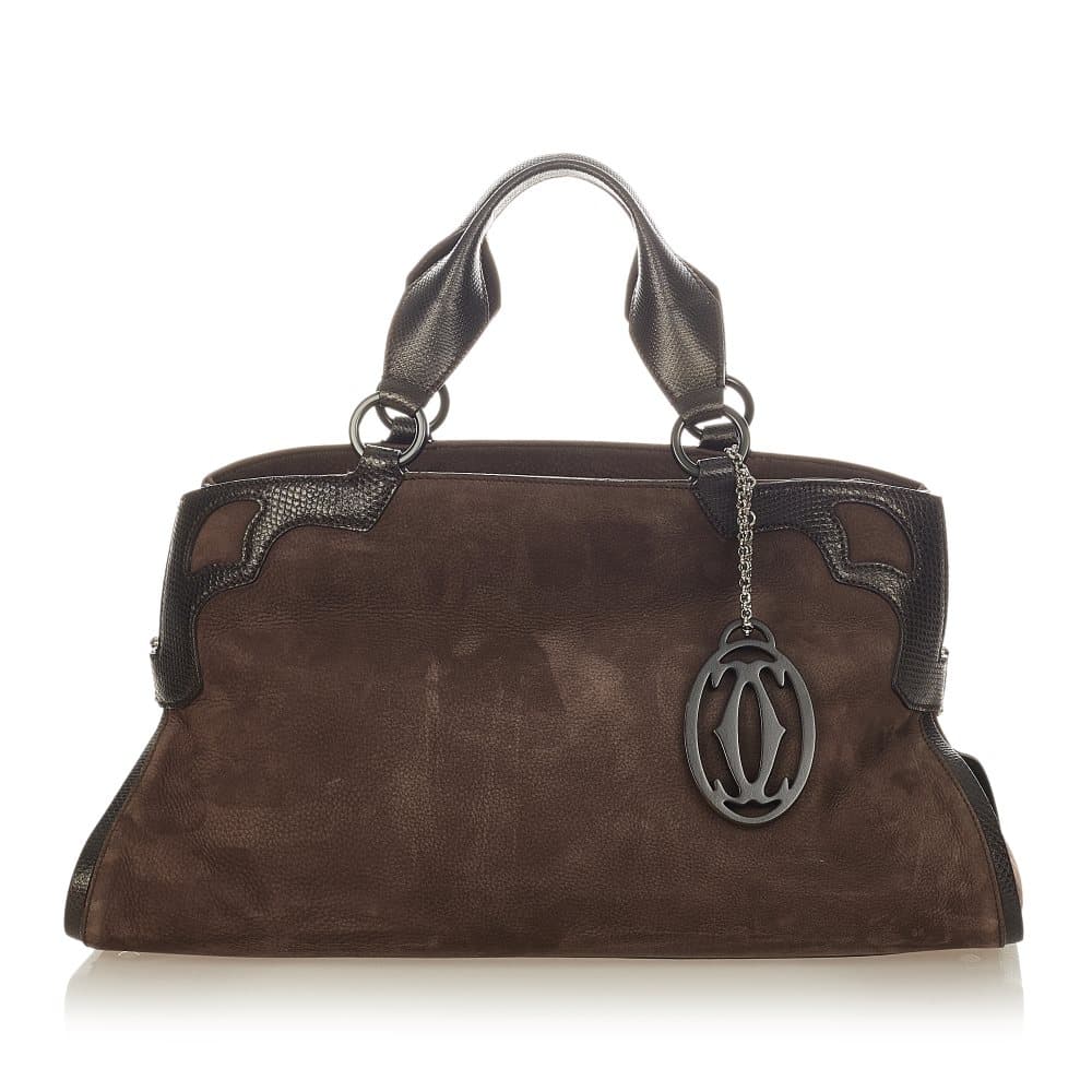 Pre-owned Cartier Marcello de Cartier Suede Satchel Brown