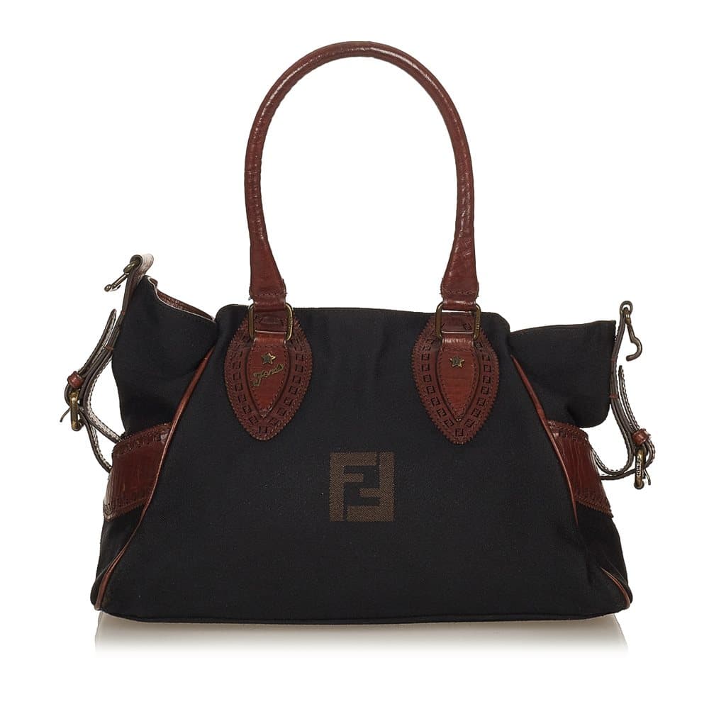 Pre-owned Fendi Etniko Canvas Handbag Black
