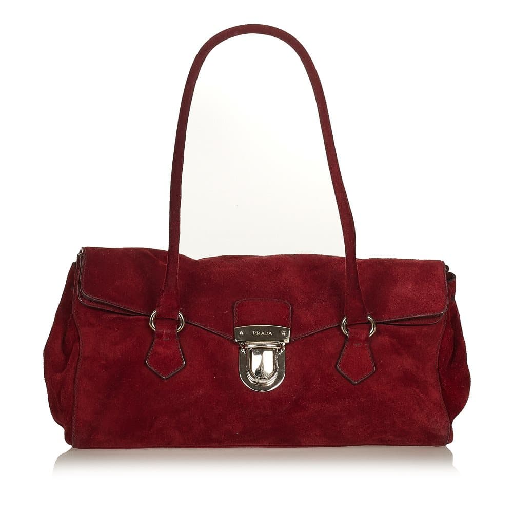 Pre-owned Prada Easy Suede Handbag Red