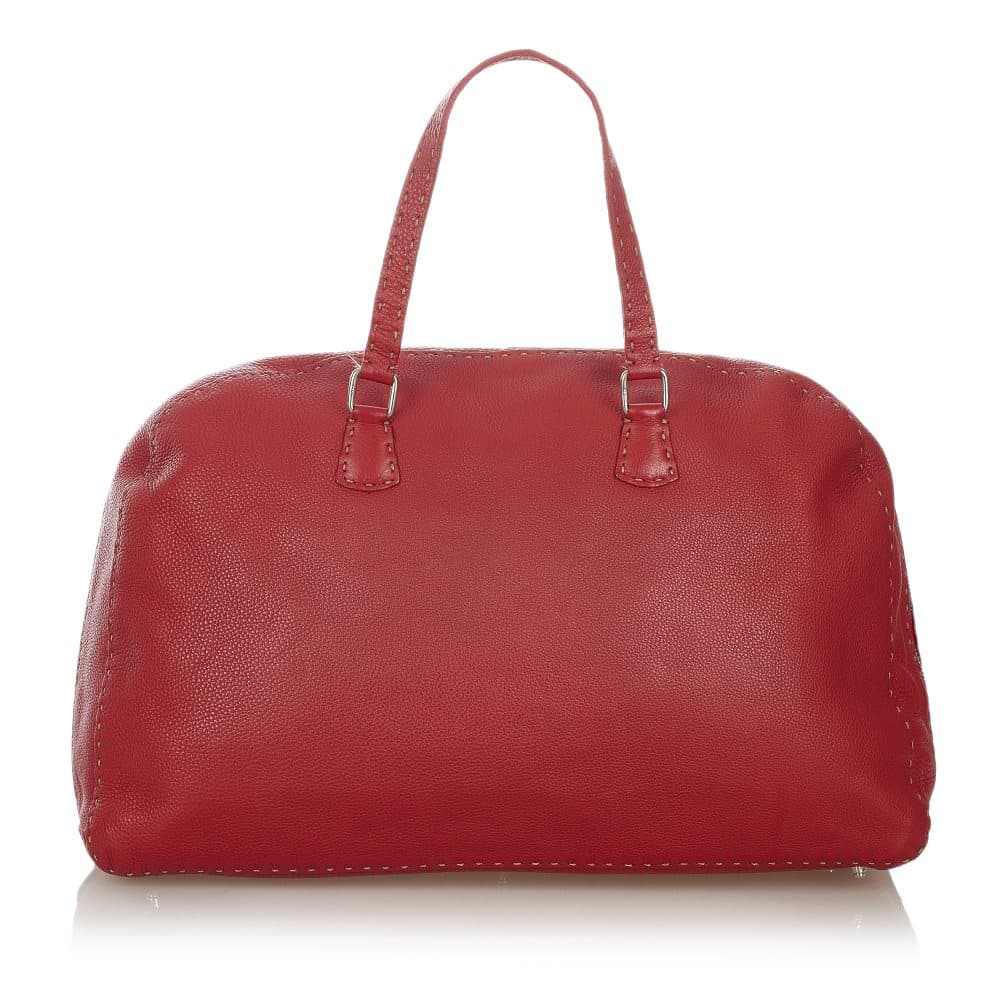 Pre-owned Fendi Selleria Leather Handbag Red