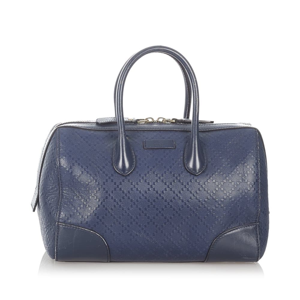 Pre-owned Gucci Diamante Leather Satchel Blue