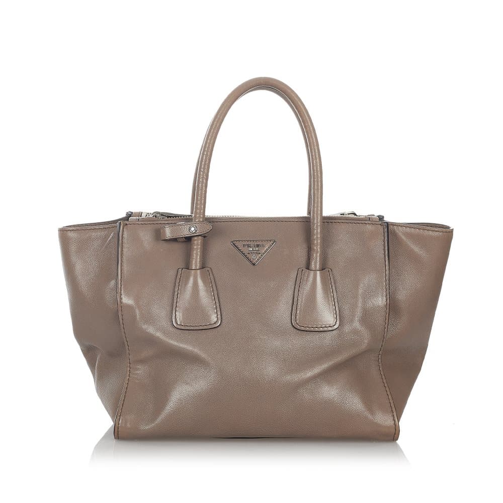 Pre-owned Prada Twin Pocket Leather Satchel Brown