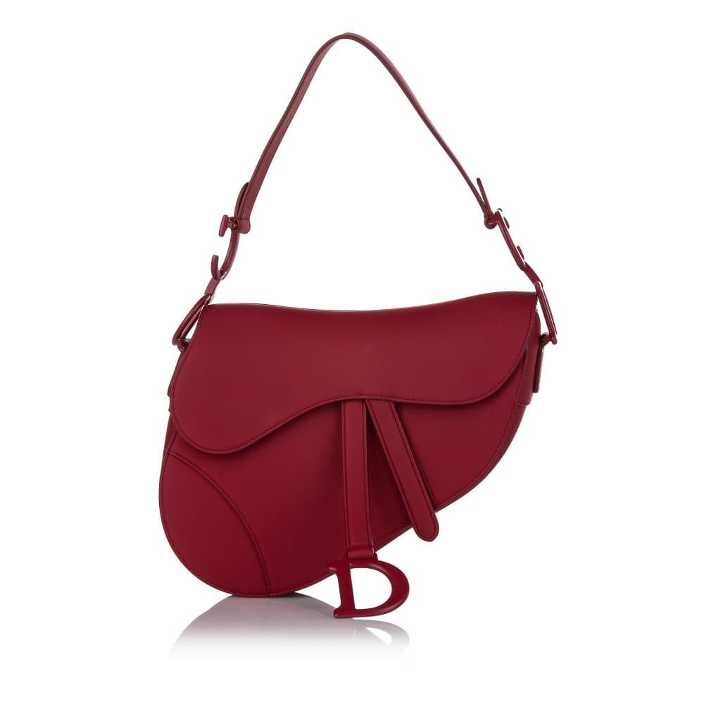 Pre-owned Dior Ultramatte Leather Saddle Bag Red